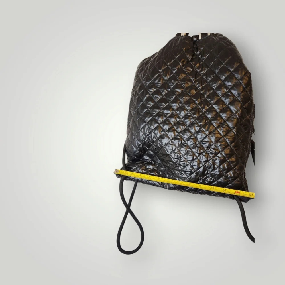 Zyia active quilted drawstring backpack USA Black Bag